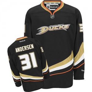 Reebok Anaheim Ducks 31 Men's Frederik Andersen Premier Black Home NHL Jersey