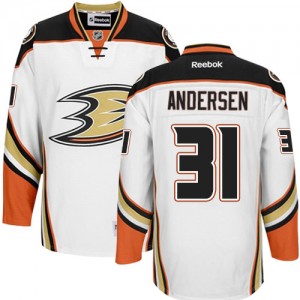 Reebok Anaheim Ducks 31 Men's Frederik Andersen Premier White Away NHL Jersey