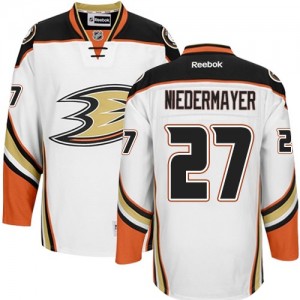 Reebok Anaheim Ducks 27 Men's Scott Niedermayer Premier White Away NHL Jersey