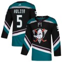 Adidas Anaheim Ducks Youth Korbinian Holzer Authentic Black Teal Alternate NHL Jersey