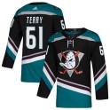 Adidas Anaheim Ducks Youth Troy Terry Authentic Black Teal Alternate NHL Jersey