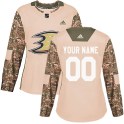Adidas Anaheim Ducks Women's Custom Authentic Camo Custom Veterans Day Practice NHL Jersey