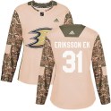 Adidas Anaheim Ducks Women's Olle Eriksson Ek Authentic Camo Veterans Day Practice NHL Jersey