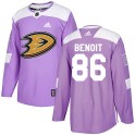 Adidas Anaheim Ducks Youth Simon Benoit Authentic Purple Fights Cancer Practice NHL Jersey