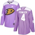 Adidas Anaheim Ducks Youth Cam Fowler Authentic Purple Fights Cancer Practice NHL Jersey
