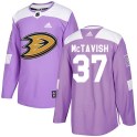 Adidas Anaheim Ducks Youth Mason McTavish Authentic Purple Fights Cancer Practice NHL Jersey