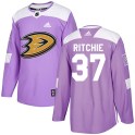 Adidas Anaheim Ducks Youth Nick Ritchie Authentic Purple Fights Cancer Practice NHL Jersey