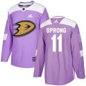 Adidas Anaheim Ducks Youth Daniel Sprong Authentic Purple Fights Cancer Practice NHL Jersey