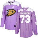 Adidas Anaheim Ducks Youth Sean Tschigerl Authentic Purple Fights Cancer Practice NHL Jersey