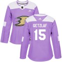 Adidas Anaheim Ducks Women's Ryan Getzlaf Authentic Purple Fights Cancer Practice NHL Jersey