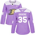 Adidas Anaheim Ducks Women's Jean-Sebastien Giguere Authentic Purple Fights Cancer Practice NHL Jersey