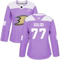 Adidas Anaheim Ducks Women's Max Golod Authentic Purple Fights Cancer Practice NHL Jersey
