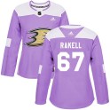 Adidas Anaheim Ducks Women's Rickard Rakell Authentic Purple Fights Cancer Practice NHL Jersey