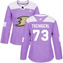 Adidas Anaheim Ducks Women's Sean Tschigerl Authentic Purple Fights Cancer Practice NHL Jersey