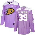 Adidas Anaheim Ducks Men's Joseph Blandisi Authentic Purple Fights Cancer Practice NHL Jersey