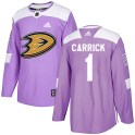 Adidas Anaheim Ducks Men's Trevor Carrick Authentic Purple Fights Cancer Practice NHL Jersey