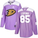 Adidas Anaheim Ducks Men's Josh Lopina Authentic Purple Fights Cancer Practice NHL Jersey