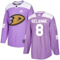 Adidas Anaheim Ducks Men's Teemu Selanne Authentic Purple Fights Cancer Practice NHL Jersey