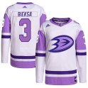 Adidas Anaheim Ducks Youth Kevin Bieksa Authentic White/Purple Hockey Fights Cancer Primegreen NHL Jersey