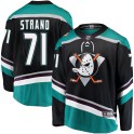 Fanatics Branded Anaheim Ducks Youth Austin Strand Breakaway Black Alternate NHL Jersey