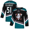 Adidas Anaheim Ducks Men's Olen Zellweger Authentic Black Teal Alternate NHL Jersey