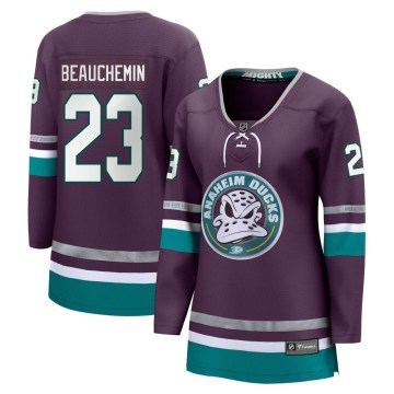 Fanatics Branded Anaheim Ducks Women's Francois Beauchemin Premier Purple 30th Anniversary Breakaway NHL Jersey