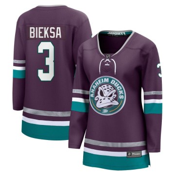Fanatics Branded Anaheim Ducks Women's Kevin Bieksa Premier Purple 30th Anniversary Breakaway NHL Jersey