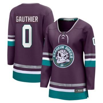 Fanatics Branded Anaheim Ducks Women's Cutter Gauthier Premier Purple 30th Anniversary Breakaway NHL Jersey