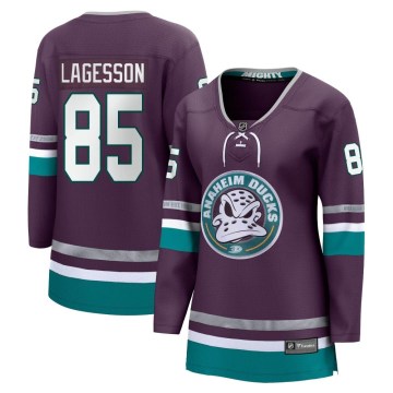 Fanatics Branded Anaheim Ducks Women's William Lagesson Premier Purple 30th Anniversary Breakaway NHL Jersey