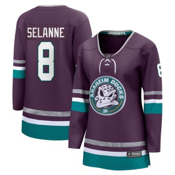 Fanatics Branded Anaheim Ducks Women's Teemu Selanne Premier Purple 30th Anniversary Breakaway NHL Jersey