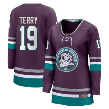 Fanatics Branded Anaheim Ducks Women's Troy Terry Premier Purple 30th Anniversary Breakaway NHL Jersey