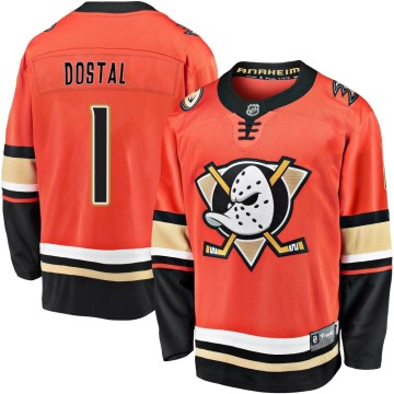 Fanatics Branded Anaheim Ducks Men's Lukas Dostal Premier Orange Breakaway 2019/20 Alternate NHL Jersey