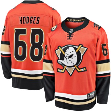 Fanatics Branded Anaheim Ducks Men's Tom Hodges Premier Orange Breakaway 2019/20 Alternate NHL Jersey