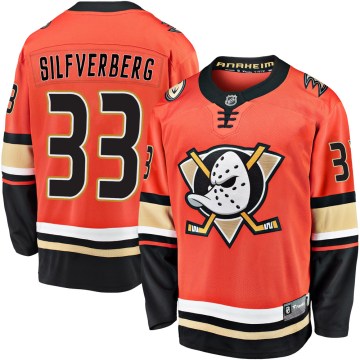 Fanatics Branded Anaheim Ducks Men's Jakob Silfverberg Premier Orange Breakaway 2019/20 Alternate NHL Jersey