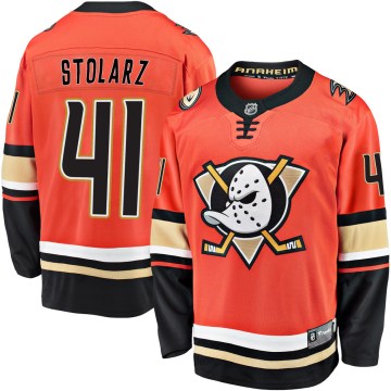 Fanatics Branded Anaheim Ducks Men's Anthony Stolarz Premier Orange Breakaway 2019/20 Alternate NHL Jersey