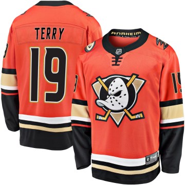 Fanatics Branded Anaheim Ducks Men's Troy Terry Premier Orange Breakaway 2019/20 Alternate NHL Jersey