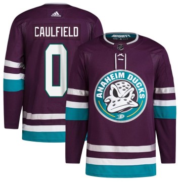 Adidas Anaheim Ducks Men's Judd Caulfield Authentic Purple 30th Anniversary Primegreen NHL Jersey