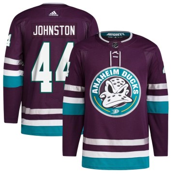 Adidas Anaheim Ducks Men's Ross Johnston Authentic Purple 30th Anniversary Primegreen NHL Jersey