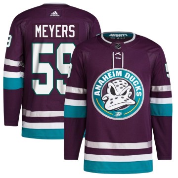 Adidas Anaheim Ducks Men's Ben Meyers Authentic Purple 30th Anniversary Primegreen NHL Jersey