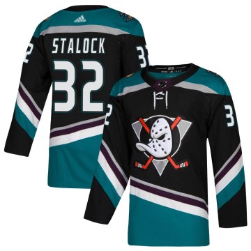 Adidas Anaheim Ducks Youth Alex Stalock Authentic Black Teal Alternate NHL Jersey