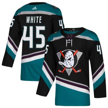 Adidas Anaheim Ducks Youth Colton White Authentic White Black Teal Alternate NHL Jersey