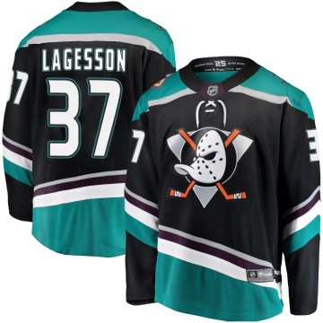 Fanatics Branded Anaheim Ducks Men's William Lagesson Breakaway Black Alternate NHL Jersey