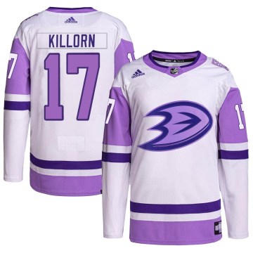 Adidas Anaheim Ducks Men's Alex Killorn Authentic White/Purple Hockey Fights Cancer Primegreen NHL Jersey