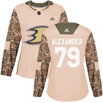 Adidas Anaheim Ducks Women's Gage Alexander Authentic Camo Veterans Day Practice NHL Jersey
