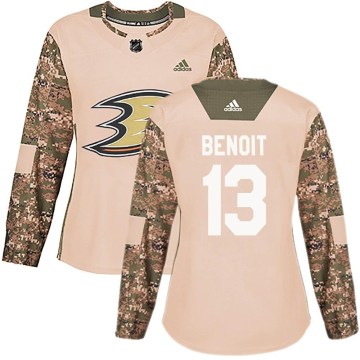 Adidas Anaheim Ducks Women's Simon Benoit Authentic Camo Veterans Day Practice NHL Jersey