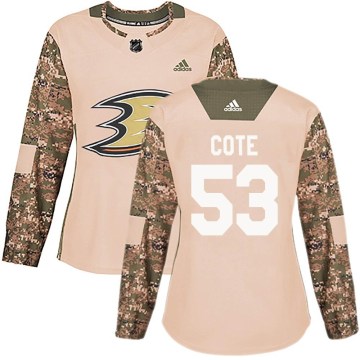 Adidas Anaheim Ducks Women's Charles Cote Authentic Camo Veterans Day Practice NHL Jersey