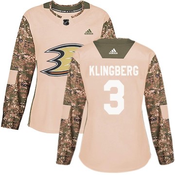 Adidas Anaheim Ducks Women's John Klingberg Authentic Camo Veterans Day Practice NHL Jersey