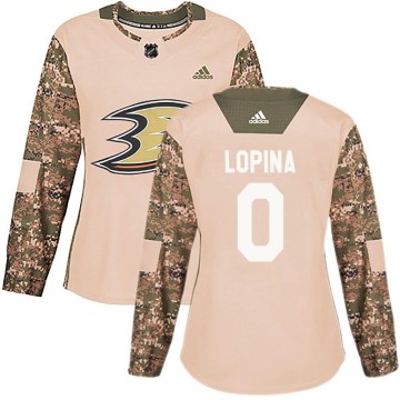 Adidas Anaheim Ducks Women's Josh Lopina Authentic Camo Veterans Day Practice NHL Jersey