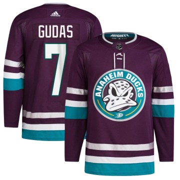 Adidas Anaheim Ducks Youth Radko Gudas Authentic Purple 30th Anniversary Primegreen NHL Jersey