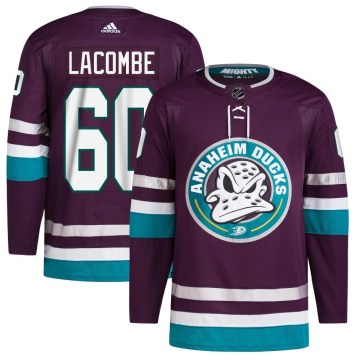 Adidas Anaheim Ducks Youth Jackson LaCombe Authentic Purple 30th Anniversary Primegreen NHL Jersey